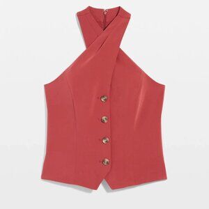 nwt WHITE HOUSE BLACK MARKET crossover halter vest sienna 0